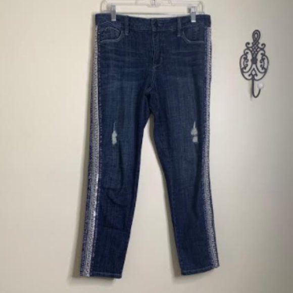 Laurie Felt Embellished Stripe Girlfriend Sz 6 - Picture 3 of 15